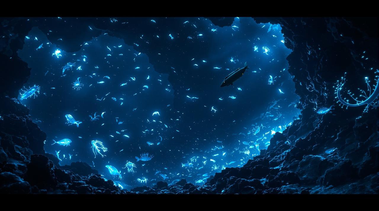 免费影视作品《深海探秘》宣传海报，纪录片类型作品